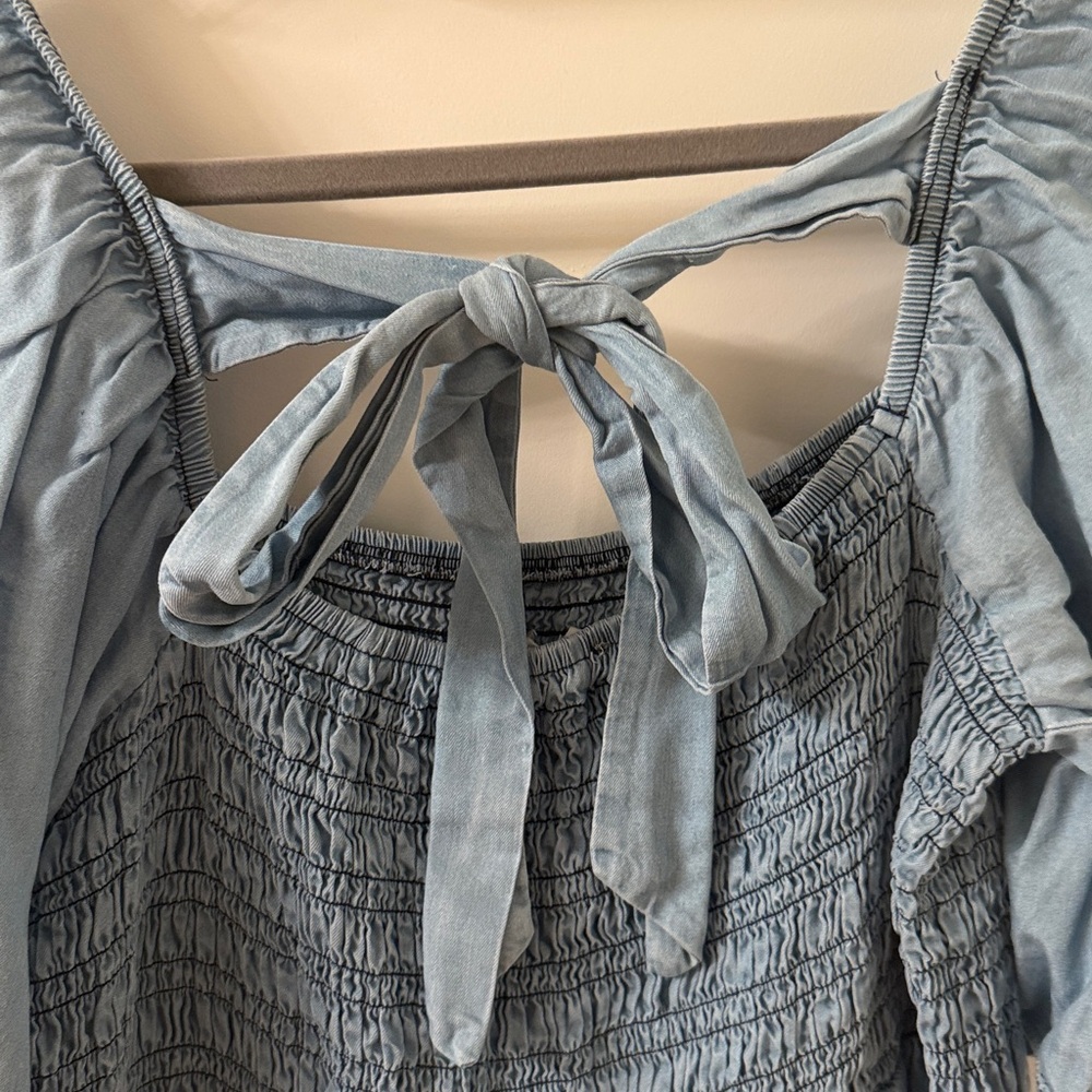 Blu Pepper Light Blue Smocked Top - Picture 4 of 5